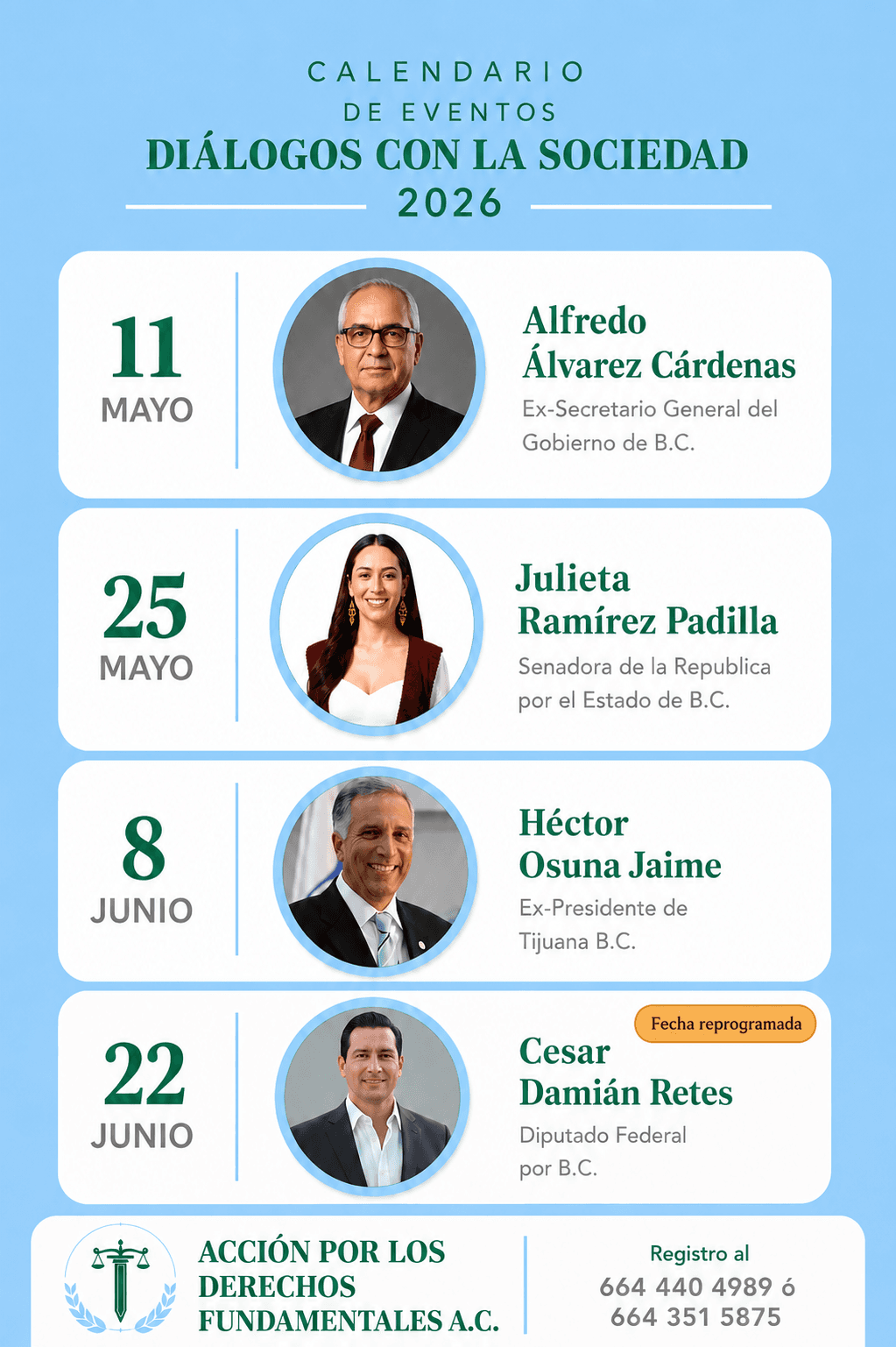 Calendario de eventos Diálogos con la Sociedad 2026
